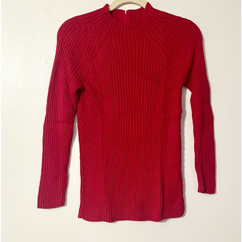 Talbots NWOT Medium Red Ribbed Mock Neck Sweater Women’s Size Medium Petite MP